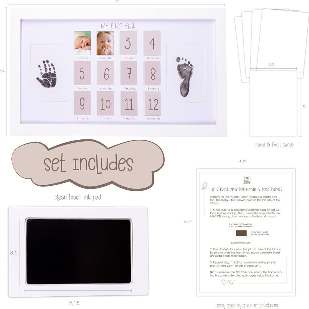 My First Year Baby Handprint and Footprint Keepsake Monthly Picture Phot… - Picture 3 of 8